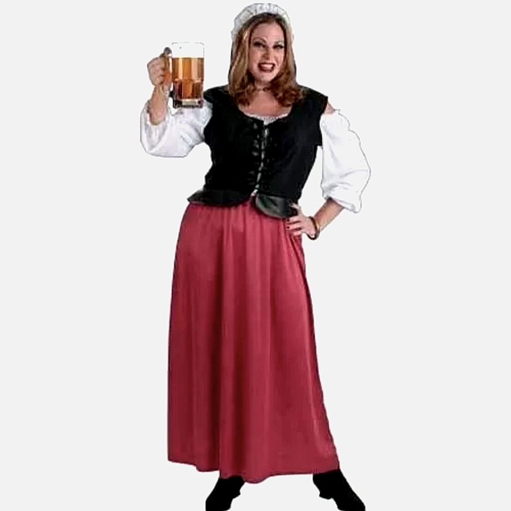 🍺 Plus Size Beer Tavern Wench Medieval Renaissance Dress Hat Costume 18-20